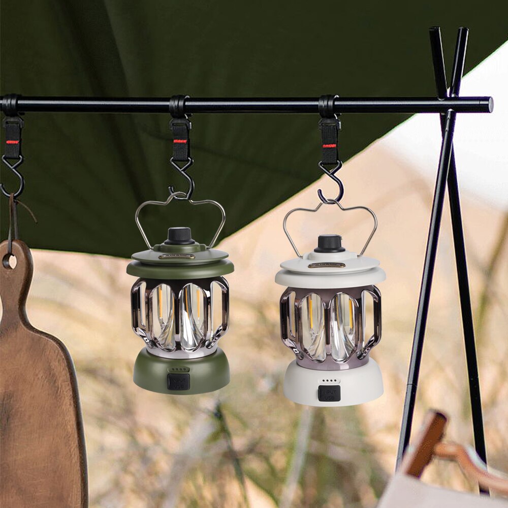 Cheap Goat Tents LED Rechargeable Vintage Camping Lantern Battery Powered Dimmable Camping Lights Portable Hanging Tent Flashlight For Outdoor   